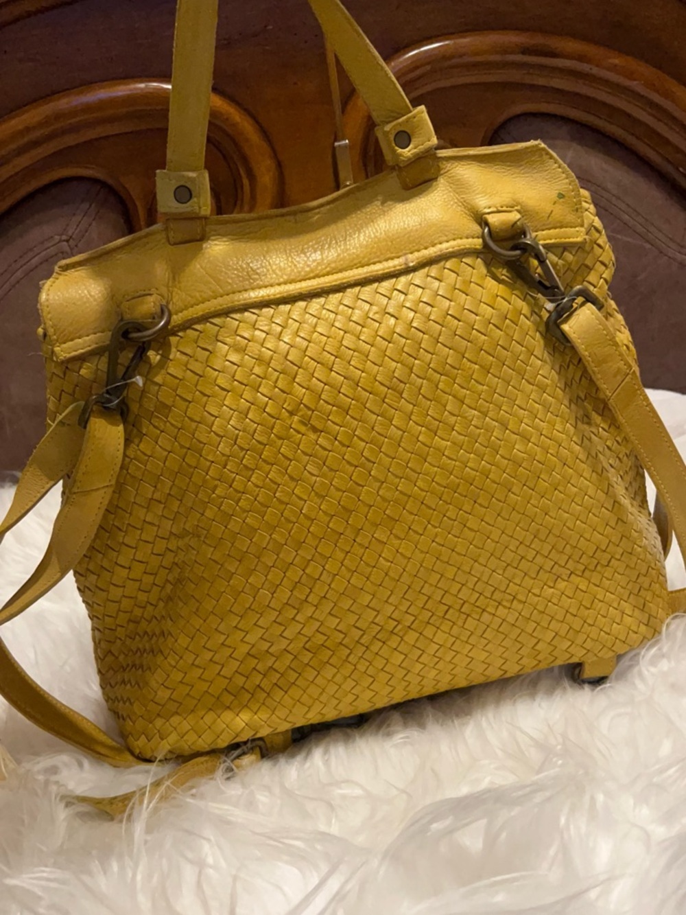 Viola castellani Woven must leather sconvertible backpack or crossbody  bag - Picture 9 of 13